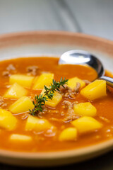 potato soup with ground beef meat