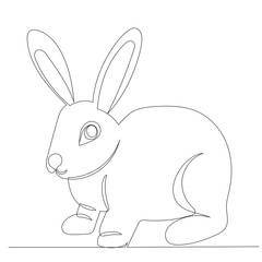 hare drawing by one continuous line, vector