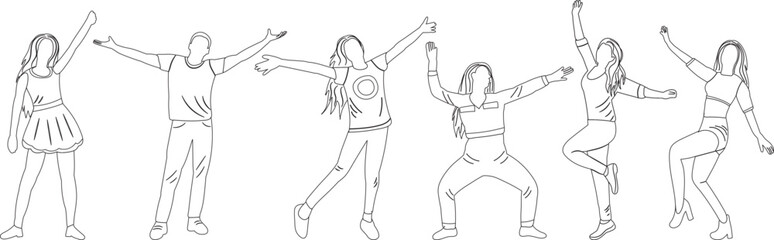dancing people sketch ,outline isolated vector