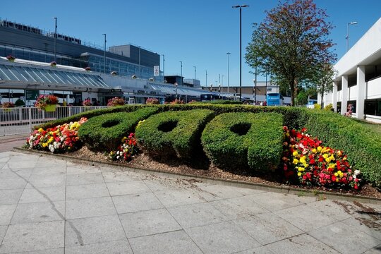 The daa letters cut in hedge used as the logo of Dublin Airport Authority company