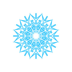 Simple snowflake made of blue lines. Festive decoration for New Year and Christmas, symbol of winter, element for design. Vector illustration
