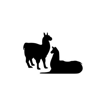 recommend clip art: Silhouette modern of two alpaca llamas. Alpaca Llama family. Vector illustrator