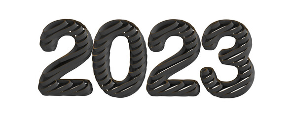 year 2023. 3D illustration numbers isolated white background