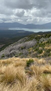 Lande et lac volcanique du parc de Tongariro - Nouvelle Z&eacute;lande