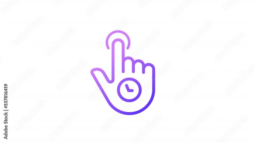 Poster animated long press gradient icon. touchscreen control gesture. hold screen. show more options. seam