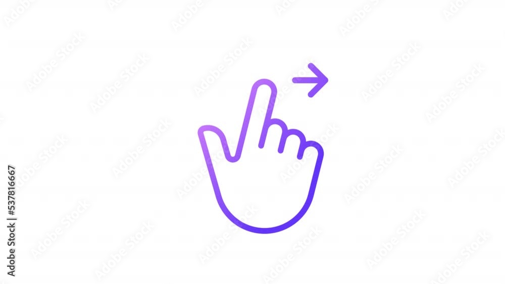Poster animated move to right gradient icon. swipe, slide. smartphone interaction. touchscreen control. sea