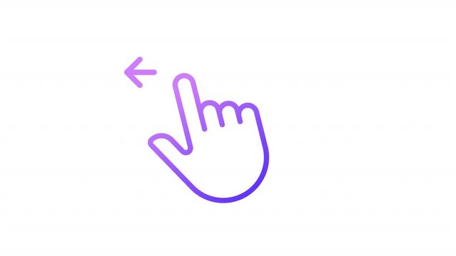 Animated move to left gradient icon. Digital device interaction. Touchpad control. Swipe, slide. Seamless loop HD video with alpha channel on transparent background. Outline motion graphic animation