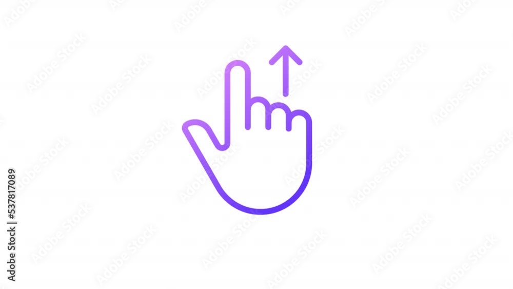 Poster animated move upwards gradient icon. swipe up. touchscreen controlling gesture. slide and scroll. se