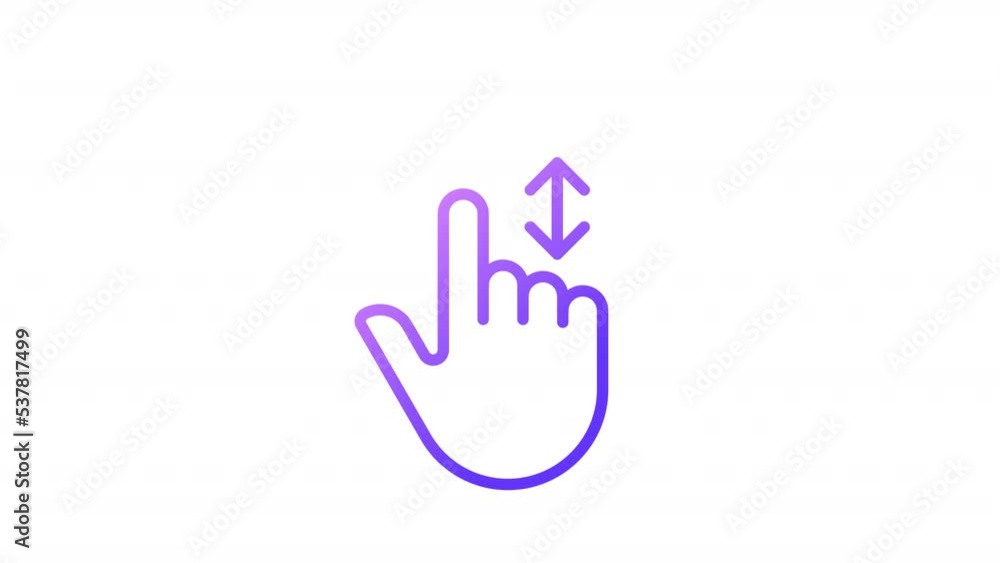 Sticker animated scroll gradient icon. vertical move down and up. touchscreen control gesture. seamless loop