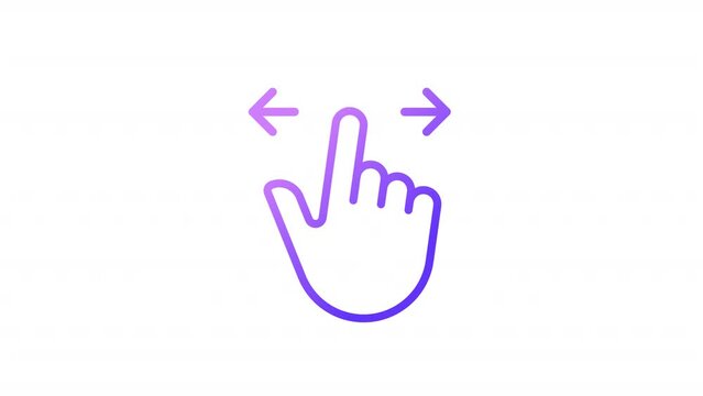 Animated left right gradient icon. Scrolling horizontally. Touchscreen control gesture. Seamless loop HD video with alpha channel on transparent background. Outline motion graphic animation