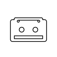 Cassette vector icon outline black EPS 10. Music audio sign. Retro audio cassette flat illustration. Analog media, recording and listening to stereo music. Symbol isolated on white for web, app, dev