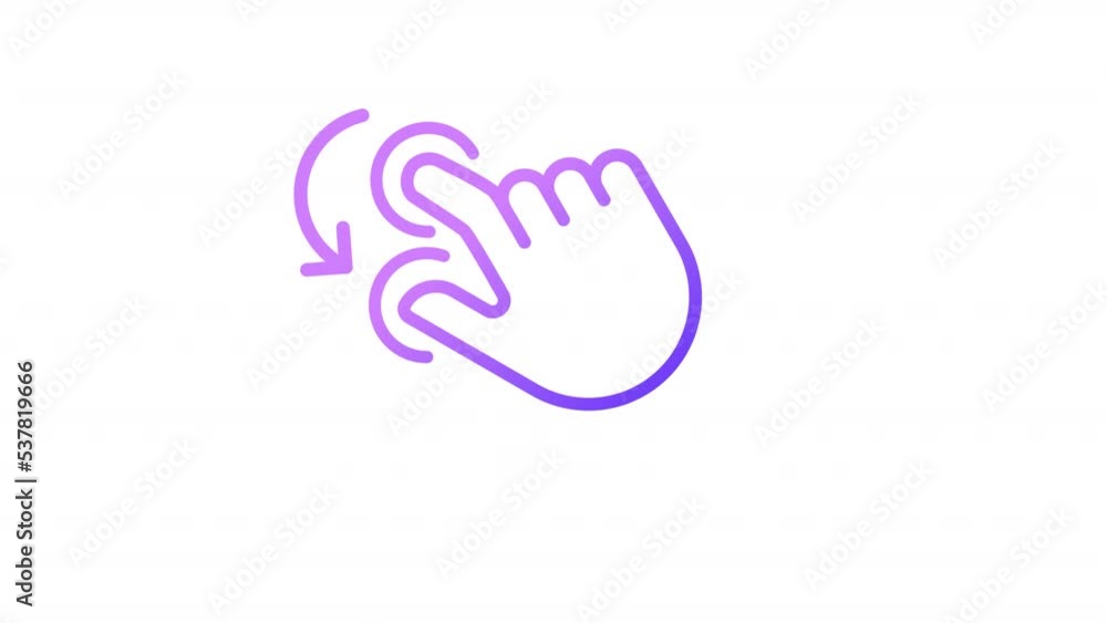 Poster animated hold and spin gradient icon. double finger rotation. touchscreen control gesture. seamless 