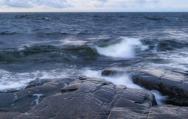 Beautiful landscape of the archipelago in the high coast in north of Sweden