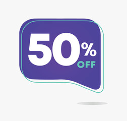 50% off. Design template for sales, offers, discount. Vector illustration