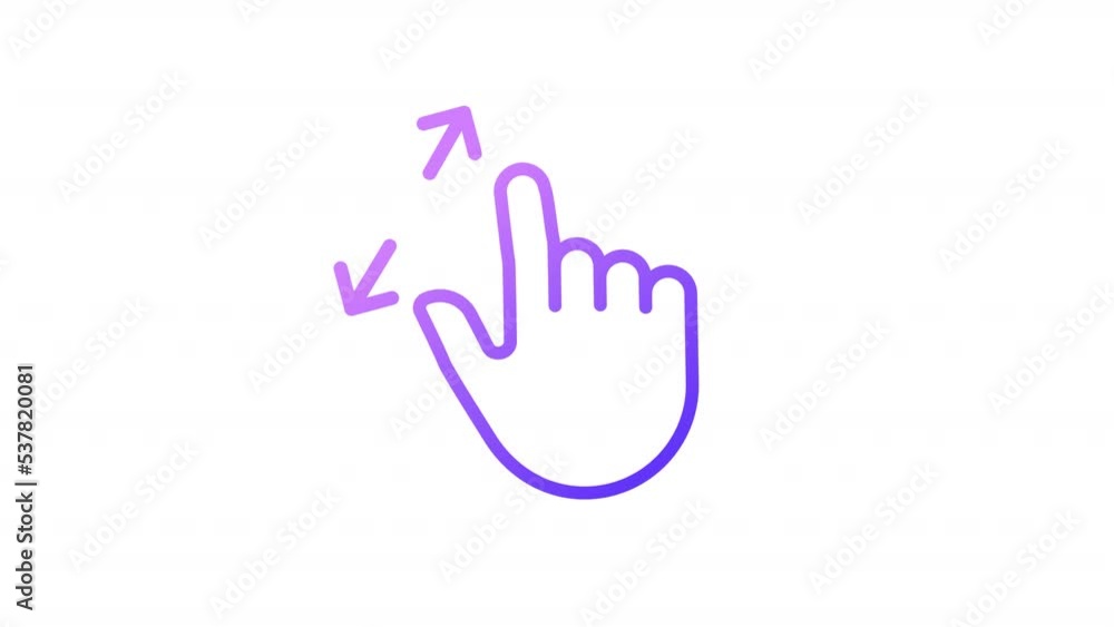 Poster animated zoom in touch gradient icon. enlargement. magnify image. touchscreen control gesture. seaml