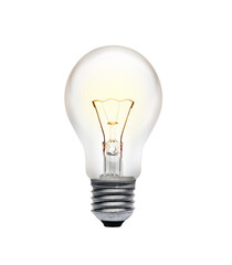 Glühlampe mit leuchtendem Glühfaden isoliert