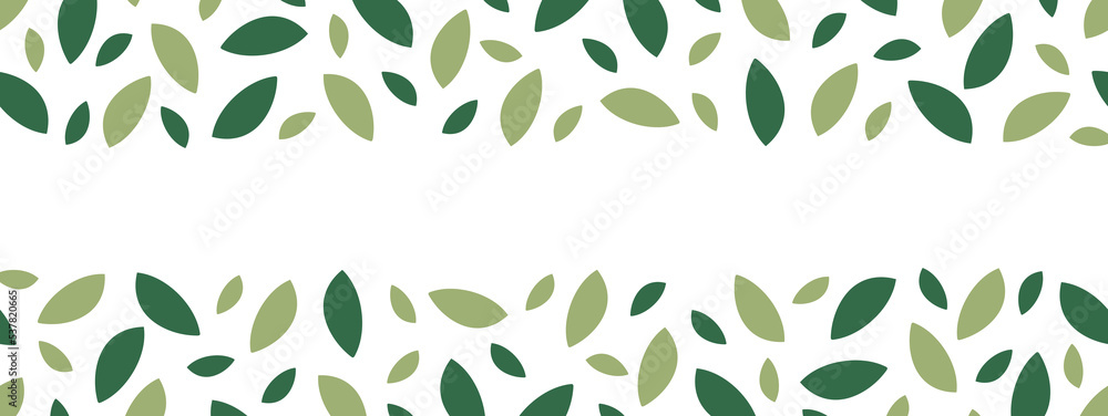 Wall mural white background with a simple frame of green leaves in a naive style. decorative botanical rectangu