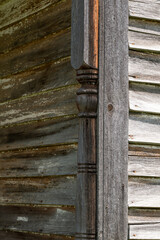 Close up detail of woodwork of an old one room schoolhouse on a summer`s day near Underwood, Minnesota, USA.