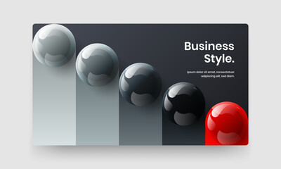 Minimalistic corporate identity design vector layout. Multicolored 3D spheres cover concept.