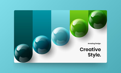 Unique website vector design template. Abstract realistic balls banner layout.