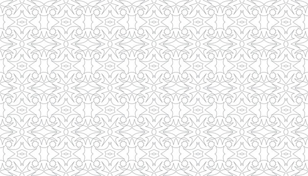Seamless geometric ornamental vector pattern. black line abstract geometric