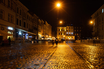  Lviv city cente at night