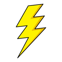 Lightning bolt icon of color style, design vector.  Yellow thunder icon isolated on white background.