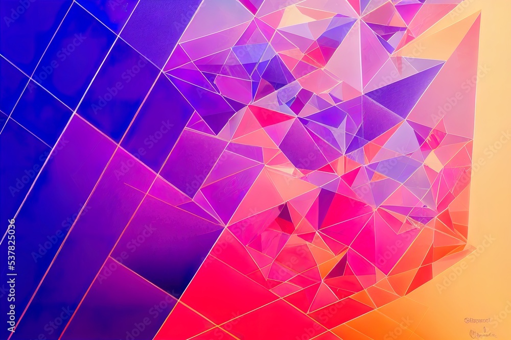 Poster abstract background consisting of triangles. gradient color from violet to red.