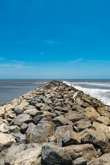 Fototapeta na wymiar Natural landscape with sea view and beautiful blue sky. Puerto Colombia, Atlantico, Colombia. 