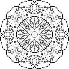 Vector abstract mandala pattern.Black and white illustration.Outline.Coloring page for coloring book.
