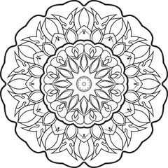 Vector abstract mandala pattern.Black and white illustration.Outline.Coloring page for coloring book.