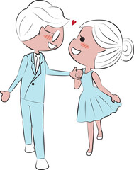 doodle hand draw couple kiss for valentine's day