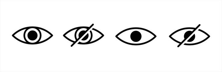 Eye icon set. See and unsee symbol. Look and Vision icons. Show password. Vector illustration