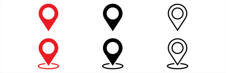 Map pin icon. Map location icon. Simple map pin. Map marker pointer icon set. Modern map markers. location pin sign. Map pin place marker.