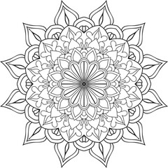 Vector abstract mandala pattern.Black and white illustration.Outline.Coloring page for coloring book.