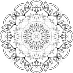 Mandala isolated on the white background.Decorative monochrome ethnic mandala pattern.