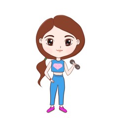 illustration of a woman wearing fitness clothes lifting weights.