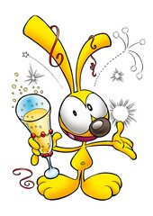 Lapin cartoon champagne