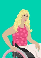 Girl posing in wheelchair