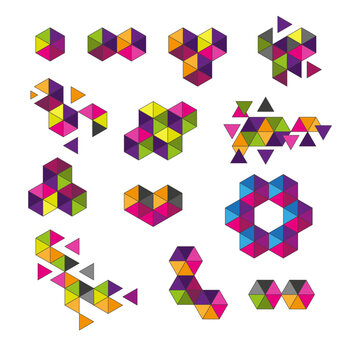 Abstract geometric figures. Colored geometric shapes. Simple flat vector illustration on a white background