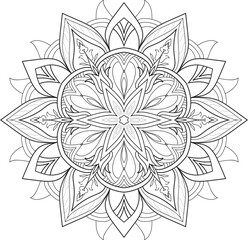 Mandala isolated on the white background.Decorative monochrome ethnic mandala pattern.