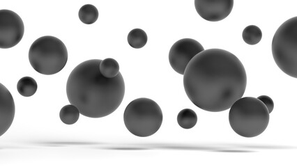 Abstract spheres isolated on white background. Black. 3d illustration.
