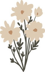 Wildflower hand drawn clipart, rustic elegant illustration element