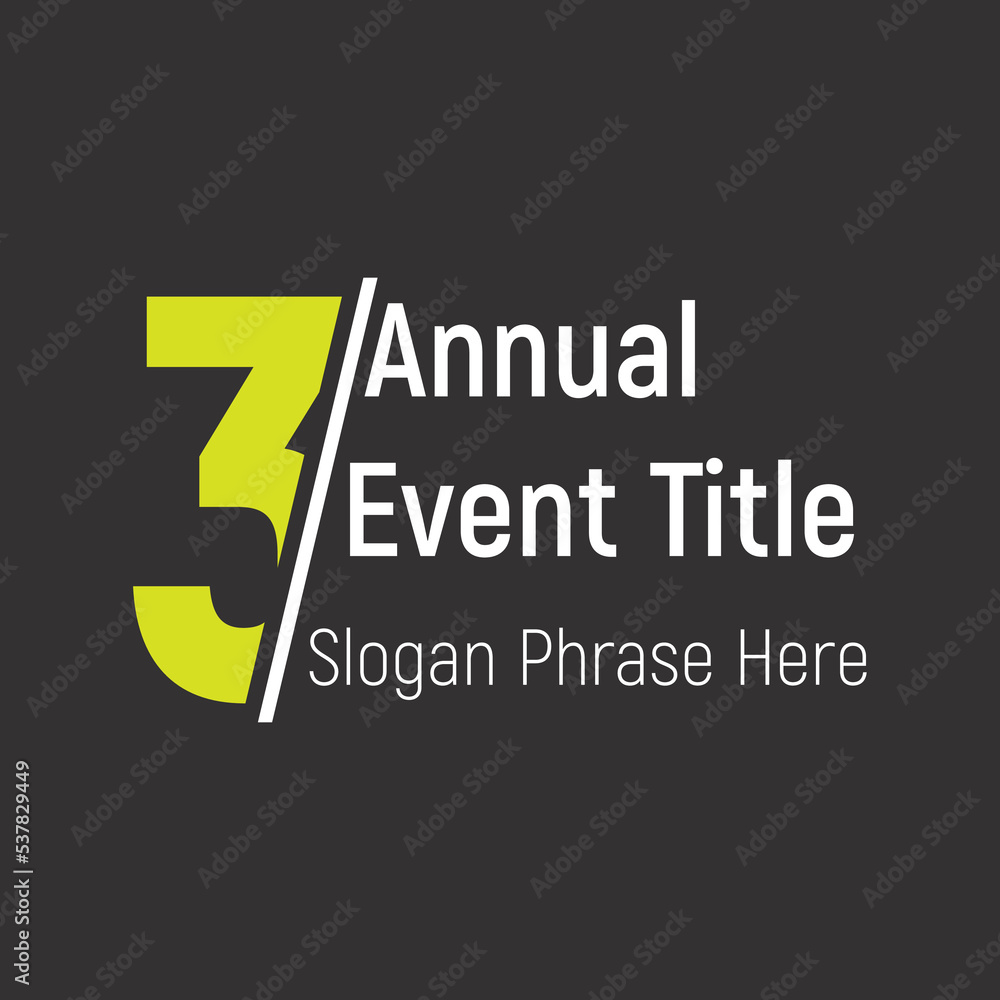 Poster third annual event or summit title starting with a number of order - cut number effect - place for a