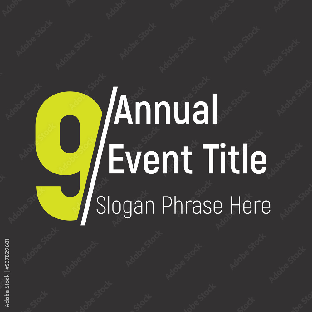 Poster ninth annual event or summit title starting with a number of order - cut number effect - place for a