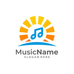 Obraz premium Music Sun Logo Vector Icon Illustration. Sun Music logo design template