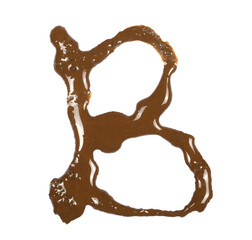 Wet mud alphabet letter B isolated on white