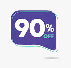 90% off. Design template for sales, offers, discount. Vector illustration