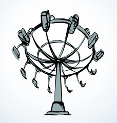Spinning carousel. Entertainment vector drawing