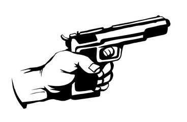 Hand with a gun. Vector drawing